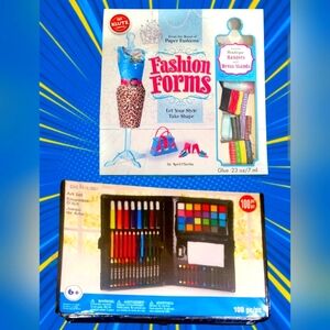 LOT OF 2 CRAFT KITS ~ MICHAELS CREATIOLOGY ART SET & FASHION FORMS BY KLUTZ